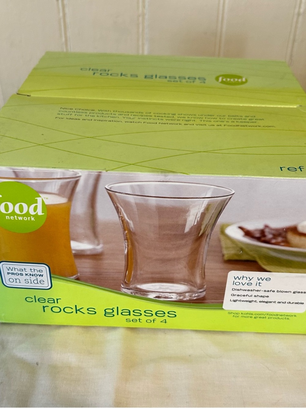 Nib Food Network Set Of 4 Clear Rocks Glasses